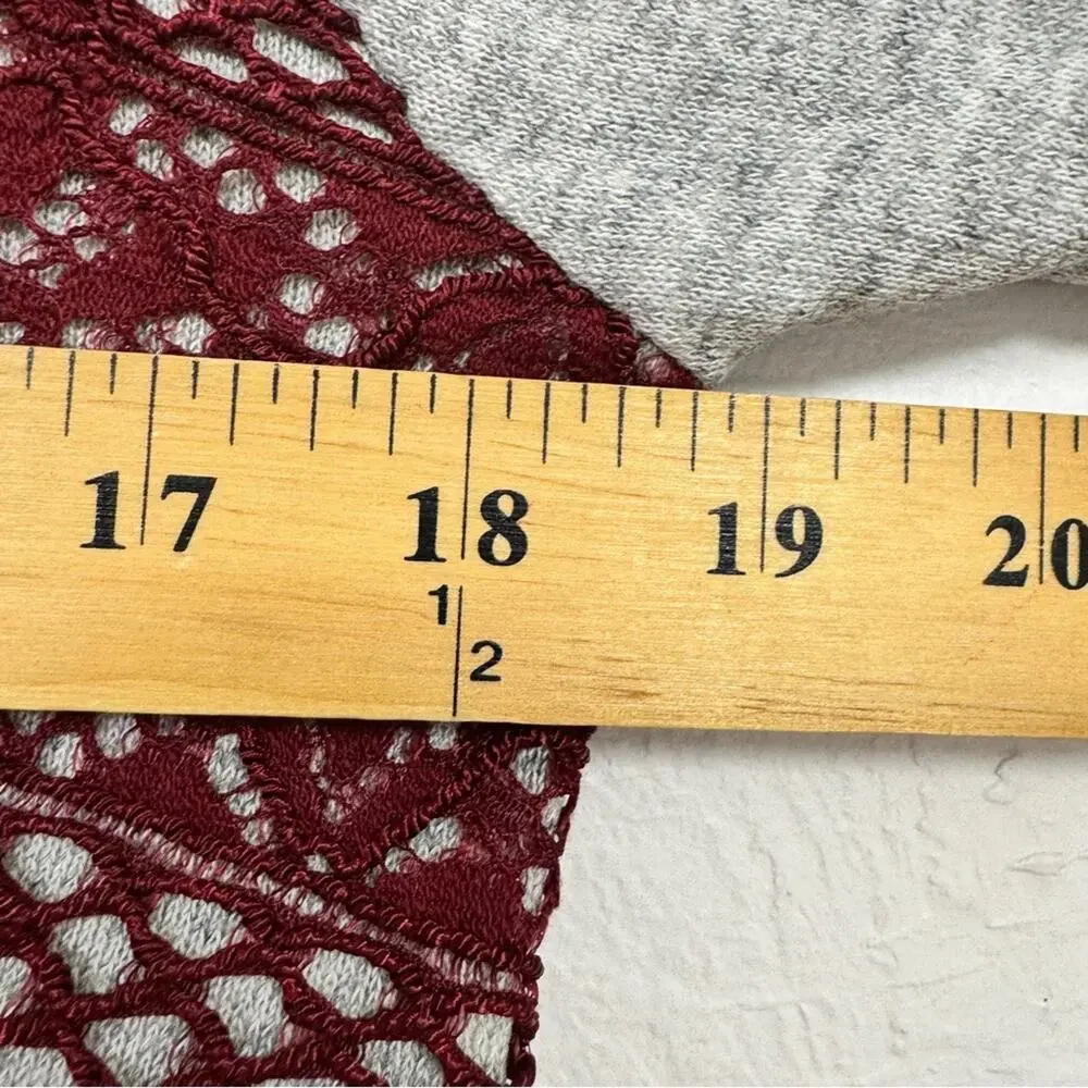 Sandro Paris Grey Red Lace Crew Neck Sweatshirt Womens S Preppy Casual Pullover - Picture 11 of 11